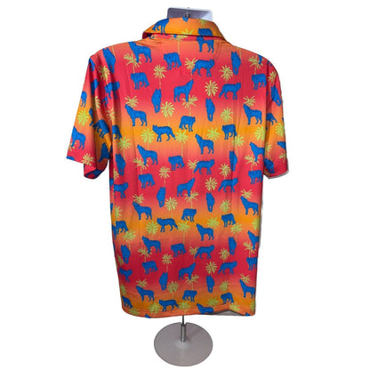 Chubbies Men's The Howler Moon Performance Polo Shirt-Orange Multi-Large-New