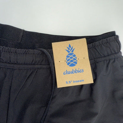 $80 Chubbies Men’s The Secret Agents 5.5” Ultimate Training Shorts-Black- Medium