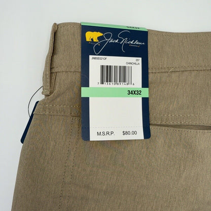 $80 Jack Nicklaus Men’s 5 Pocket Golf Pants Active- Chinchilla-Size: 34W 32L-New