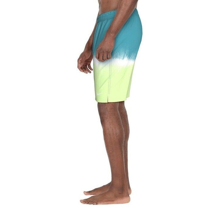 NIKE Men’s Shorts Swim Trunks NESSF547 Ocean Volley 9”-Teal/Yellow-Medium -New