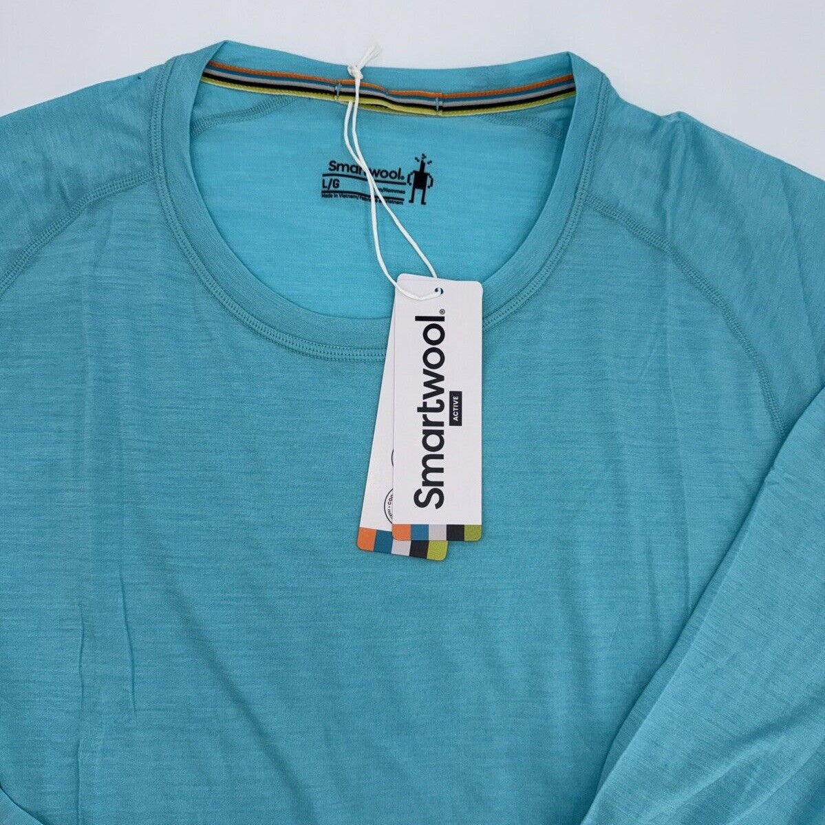 $75 Smartwool Men’s Active Ultralight Long Sleeve Shirt-Iceberg Blue-Large -New