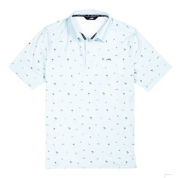 $75 Palm Golf Co. Men's Beachside Stretch Golf Polo Shirt- Blue - Small-New Tags