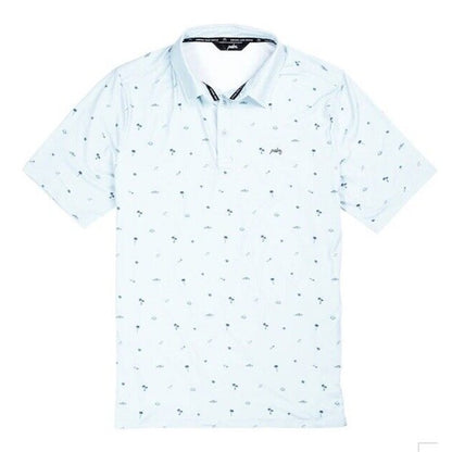 $75 Palm Golf Co. Men's Beachside Stretch Golf Polo Shirt- Blue - Small-New Tags