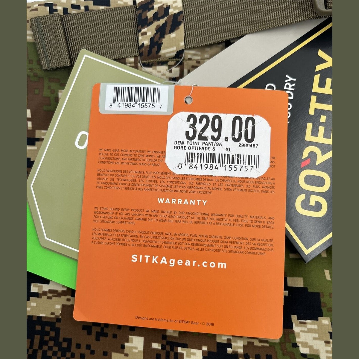 Sitka Gear Men’s Dew Point Pant - Optifade Subalpine- XLarge - New Tags $329