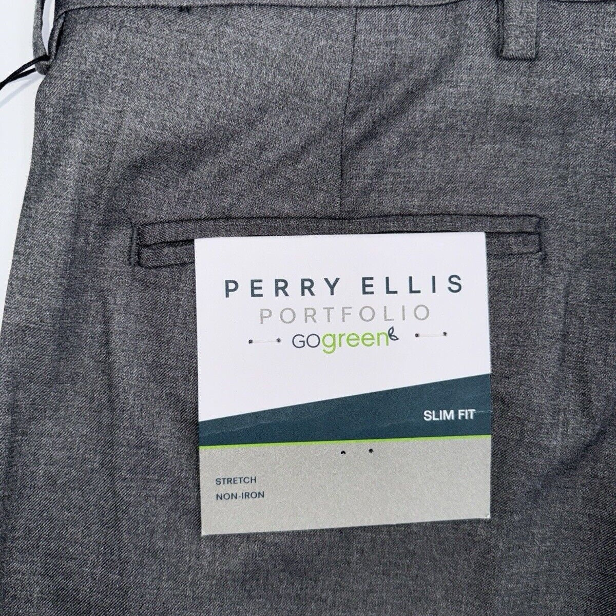 $95 Perry Ellis Men's Slim-Fit Flat Front Dress Pants - Alloy Grey-30W 30L-New