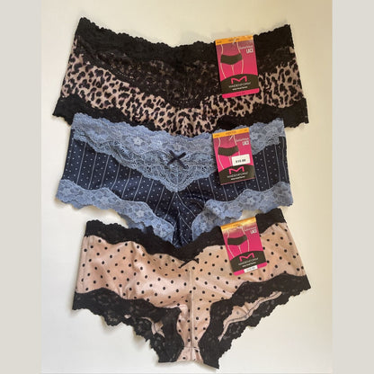 MAIDENFORM Hipster 3 Pairs #40823 Size: 5/Small- Mix Color Combo -NEW