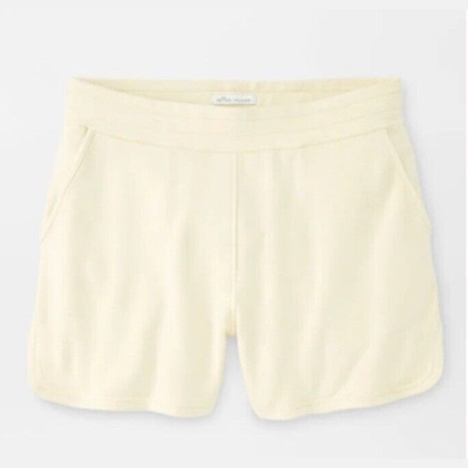 $90 Peter Millar Women’s Lava Wash Fleece Back Shorts-Vanilla-Large- New Tag