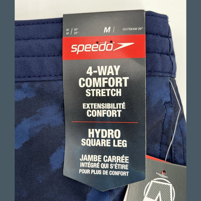 $62 Speedo Men’s Bondi 9""  Comfort Stretch Lined Boardshorts-Red Blue-Medium