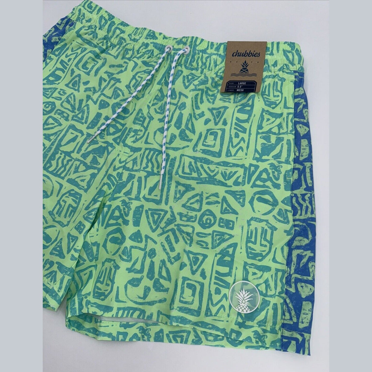 $70 Chubbies The Shakedowns 5.5" Inseam Swim Trunks-Green Blue -Large -New Tag