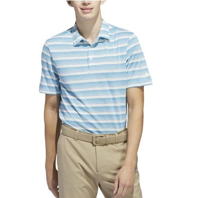 $70 Adidas 2024 Men’s  2-Color Stripe Golf Polo Shirt - Blue/White- Medium- NEW