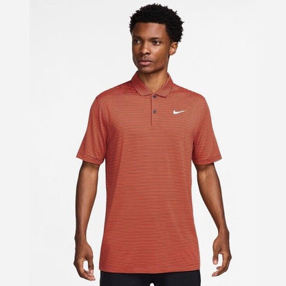 $55 Nike Men’s Dri-Fit Polo Core Striped Golf Tennis Shirt- Rust - Medium -New