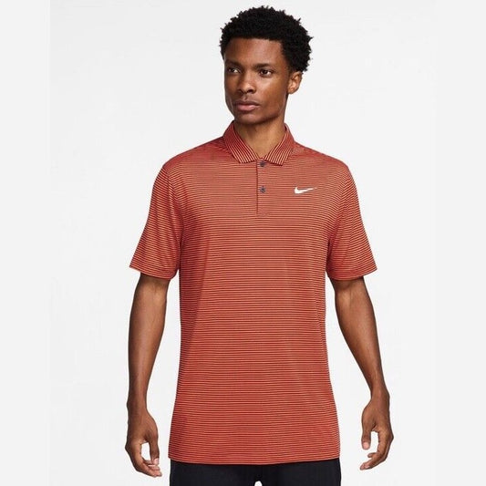 $55 Nike Men’s Dri-Fit Polo Core Striped Golf Tennis Shirt- Rust - Medium -New