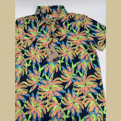 Chubbies Men's The Ocean Flower Performance Polo Shirt-Orange Multi-Medium-New