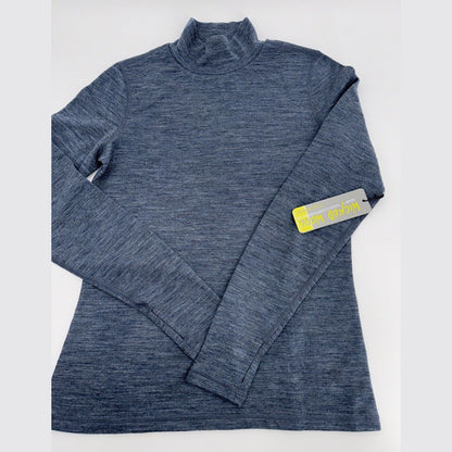 $95 Wicked Wool Women’s Merino Long Sleeve Mock Neck Pullover Top- Blue- Small