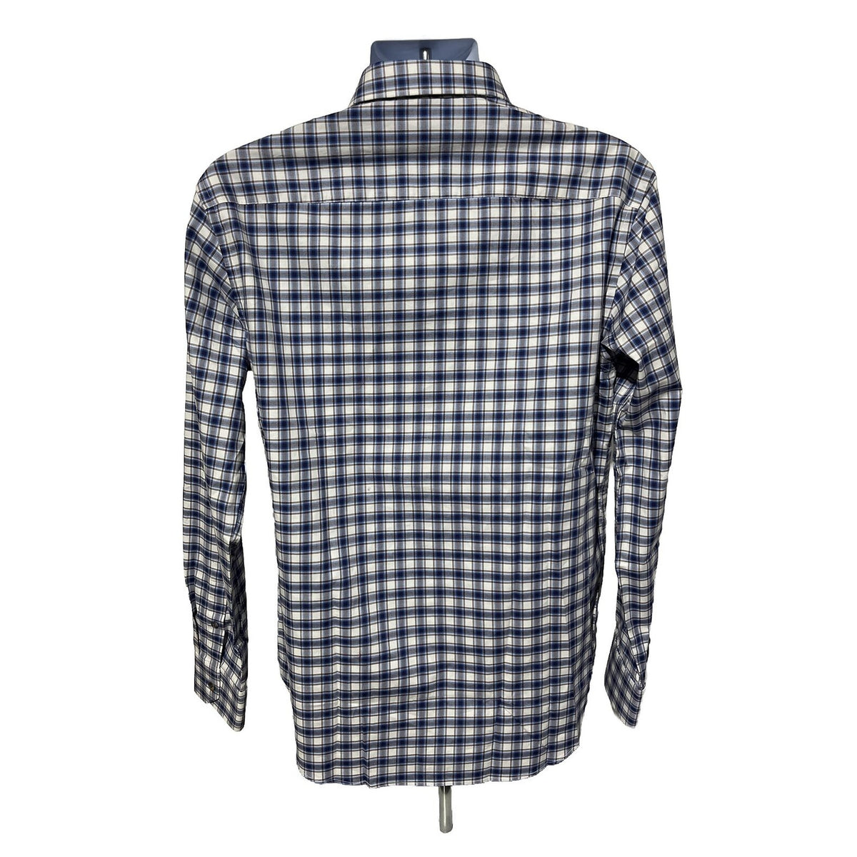 Bugatchi Uomo Men’s Plaid Dress Shirt Long Sleeve -Blue White-Medium- New $149