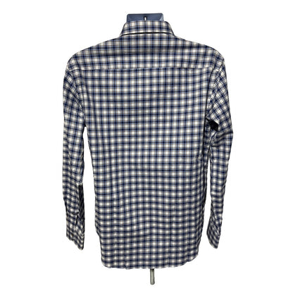 Bugatchi Uomo Men’s Plaid Dress Shirt Long Sleeve -Blue White-Medium- New $149