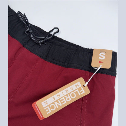 $70 Florence Marine X Burgee F1 All Purpose 7" Shorts - Maroon- Small - NEW Tag