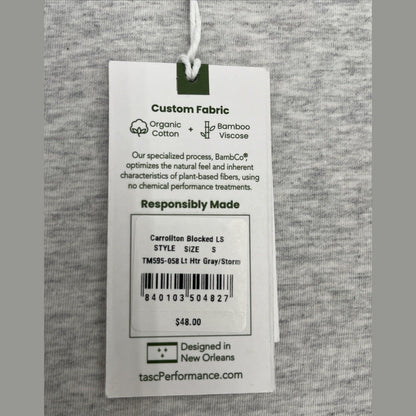 Tasc Men’s Carrollton Blocked Long Sleeve Fitness T-Shirt-Heather Gray-Small-New