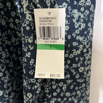 IZOD Men's Micro Print Golf Polo Shirt- Navy Blazer - Large - New Tags $65
