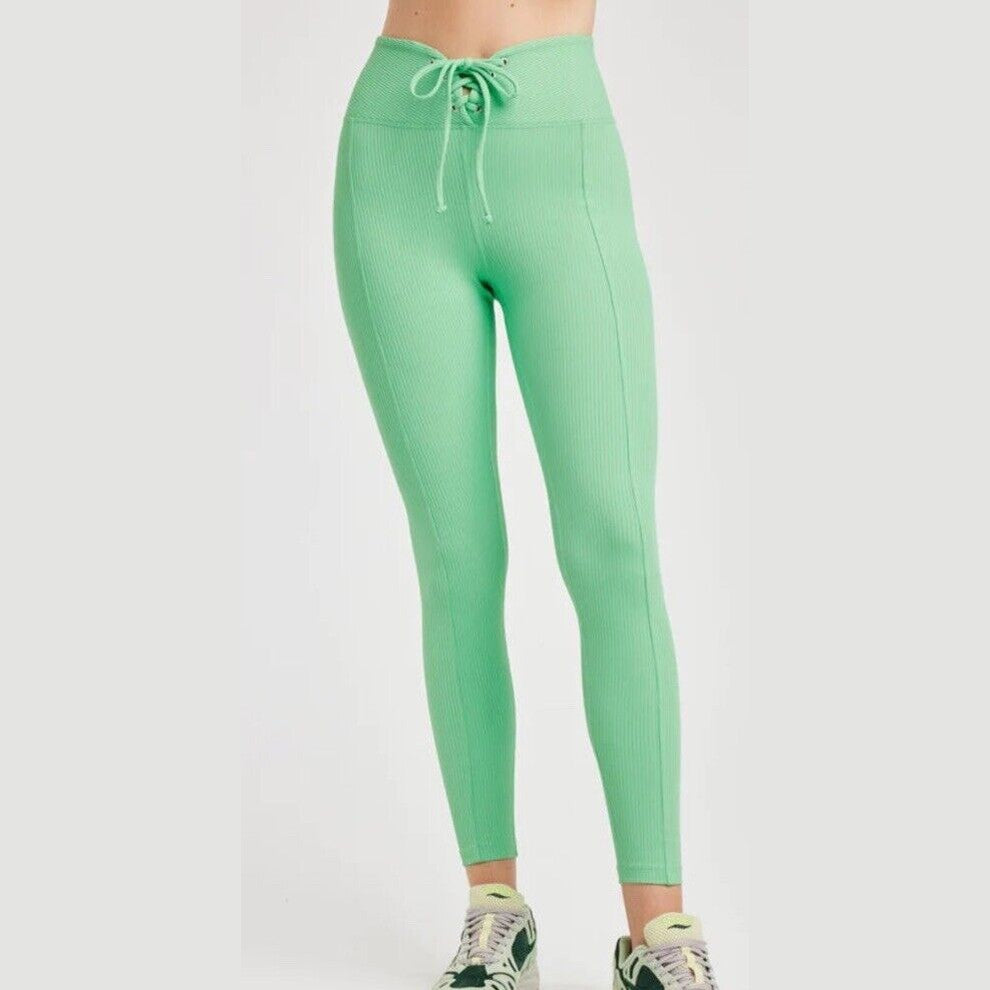 $125 Year of Ours Women’s Ribbed Ribbed Knit Leggings TN1037-GW- Green-Small-NEW