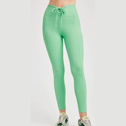 $125 Year of Ours Women’s Ribbed Ribbed Knit Leggings TN1037-GW- Green-Small-NEW