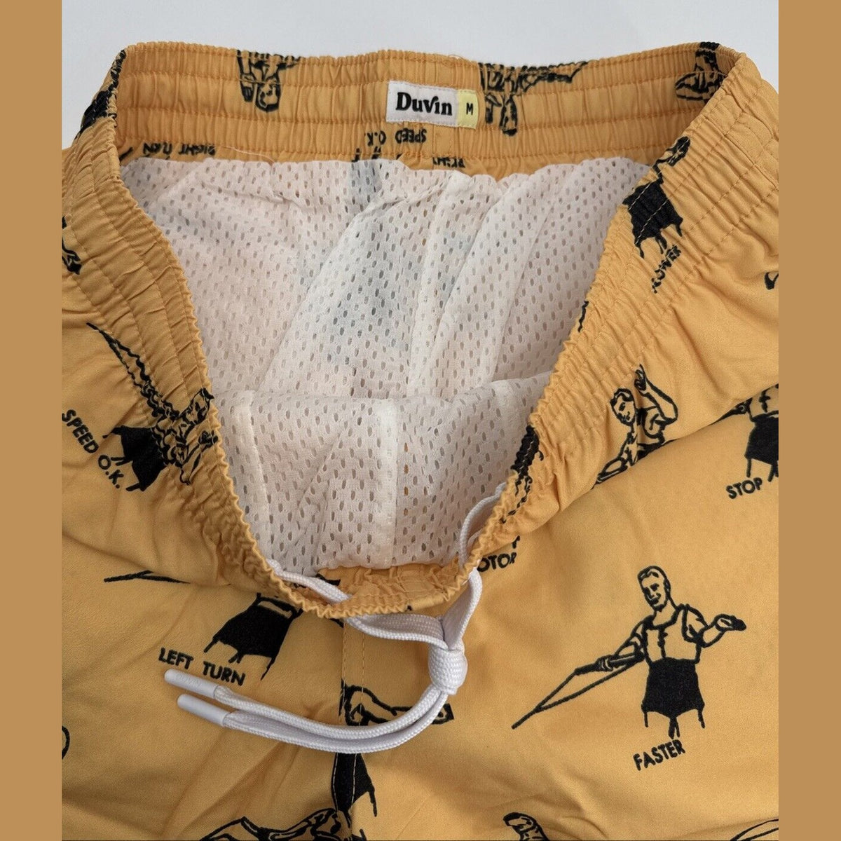 $65 Duvin Design Men's Waterski Swim Trunk Shorts -Yellow/Black-Size: Medium-NEW