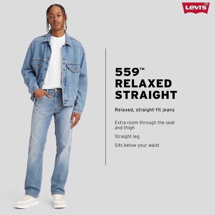 Levi's 559 Relaxed Straight Fit Stretch Jeans -Black- 32W 30L
