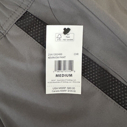 $80 RVCA Men’s Kevin EW Pants Jogger- Elastic Waist Stretch- Grey- Medium -NEW