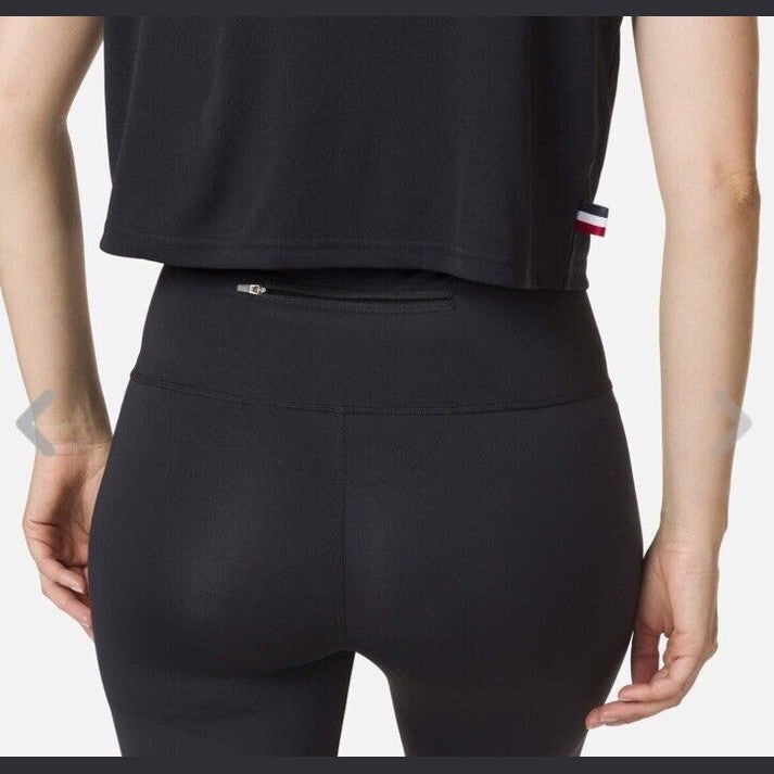 $95 Rossignol Women’s Stretch 3/4 Length Running Tights- Black- Medium- New Tags