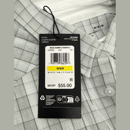 $55 Under Armour Men's Plaid UA Tide Chaser 2.0 Button Front Shirt-Grey-Medium
