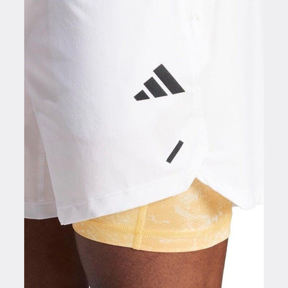 $75 ADIDAS Men's Power Workout 2-in-1 Training Shorts IS3837- White- Medium 7”-