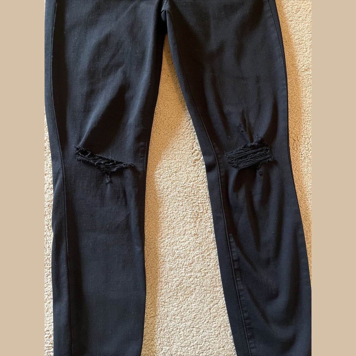 PAIGE Women’s Margot Ankle Denim Jeans  On Purpose Knee Holes-Black- 30W- New