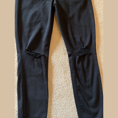 PAIGE Women’s Margot Ankle Denim Jeans  On Purpose Knee Holes-Black- 30W- New