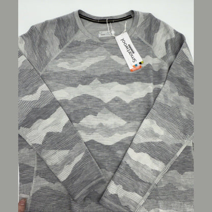 $110 Smartwool Women’s 250 Merino Wool Base Layer Crew Top-Gray Print-2X-New