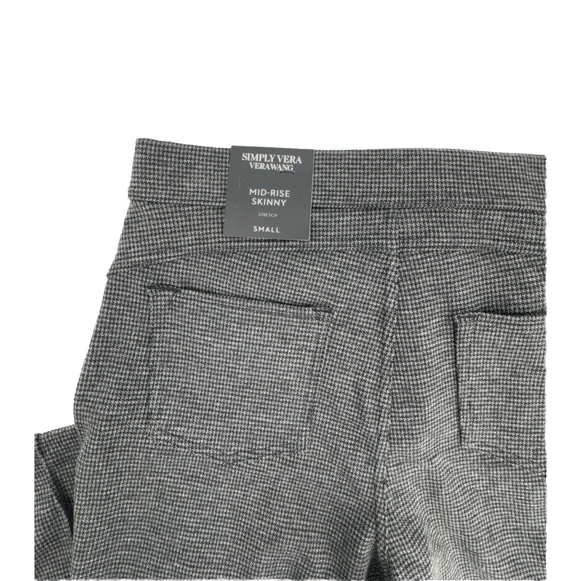 Simply Vera Wang Women’s Mid-Rise Pintuck Ponte Skinny Pants - Houndstooth-Small