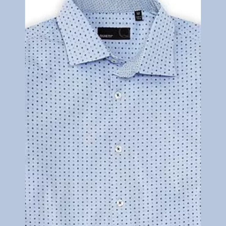 QUIETI Men’s Performance Shirt Long Sleeve 4 Way Stretch-Blue-Medium-New $135