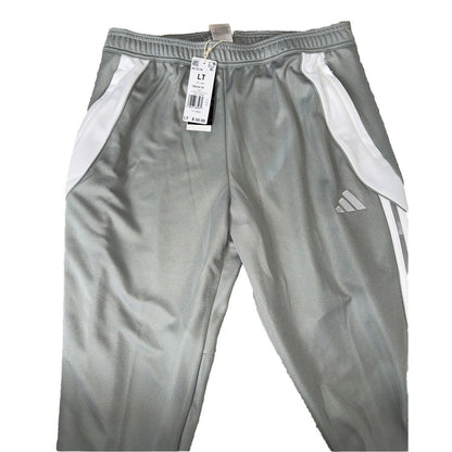 $50 Adidas Men's Tiro 24 Slim Training Pants- Grey On White-Large Tall (32L) New