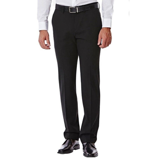 Haggar Men's 4 Way Stretch Flat Front Suit Separate Pant SlimFit-Black- 34W 32L