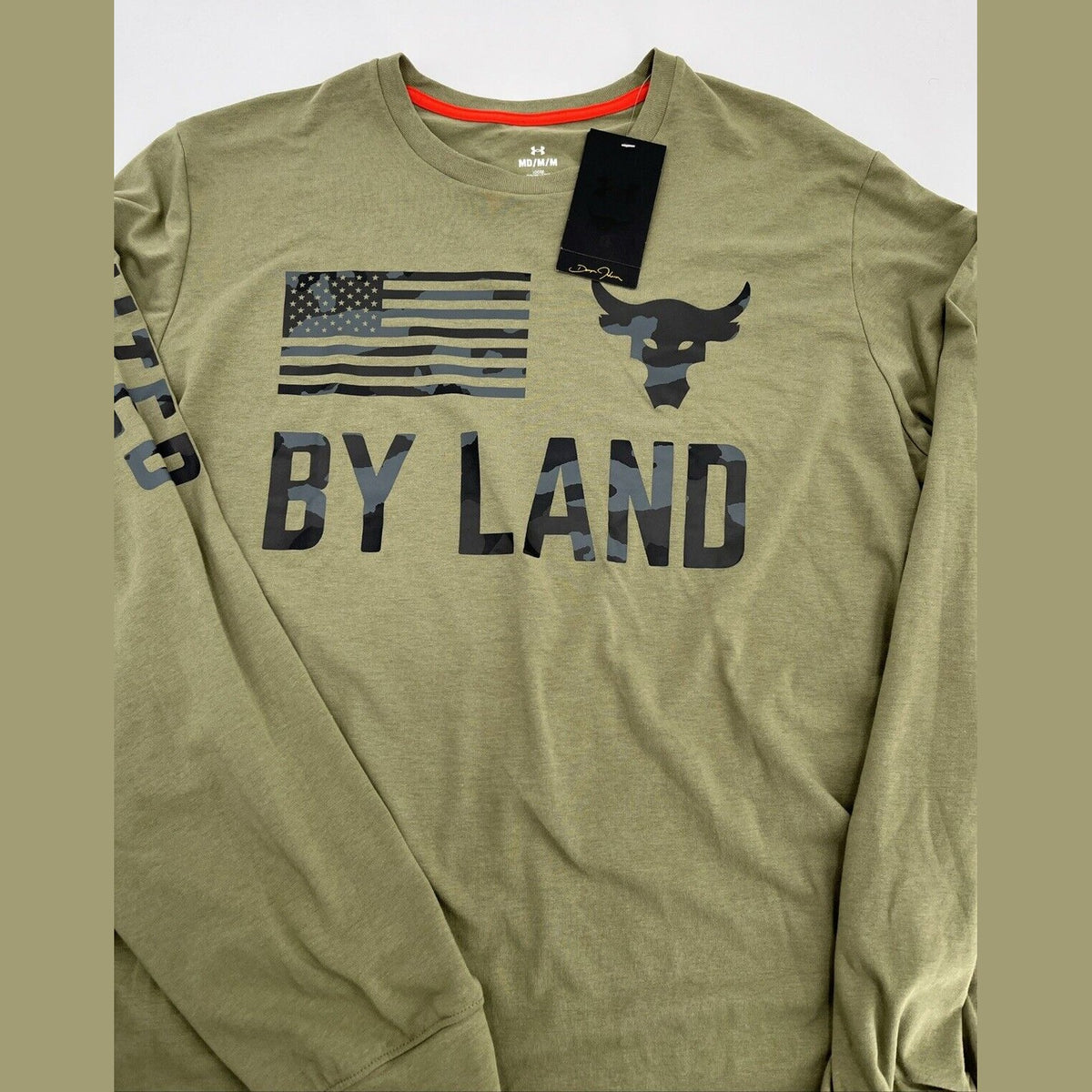 Under Armour Project Rock Veterans Day By Land Flag Long Sleeve Shirt Medium NWT
