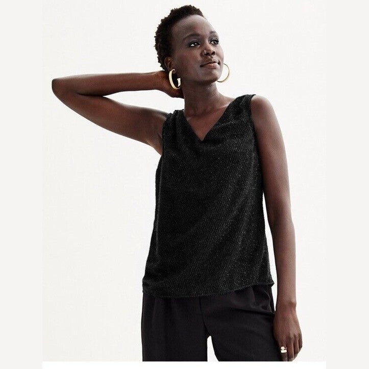 Nine West V Neck Tank - Black -Size: Small- NWT Retail $26