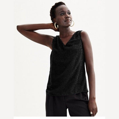 Nine West V Neck Tank - Black -Size: Small- NWT Retail $26