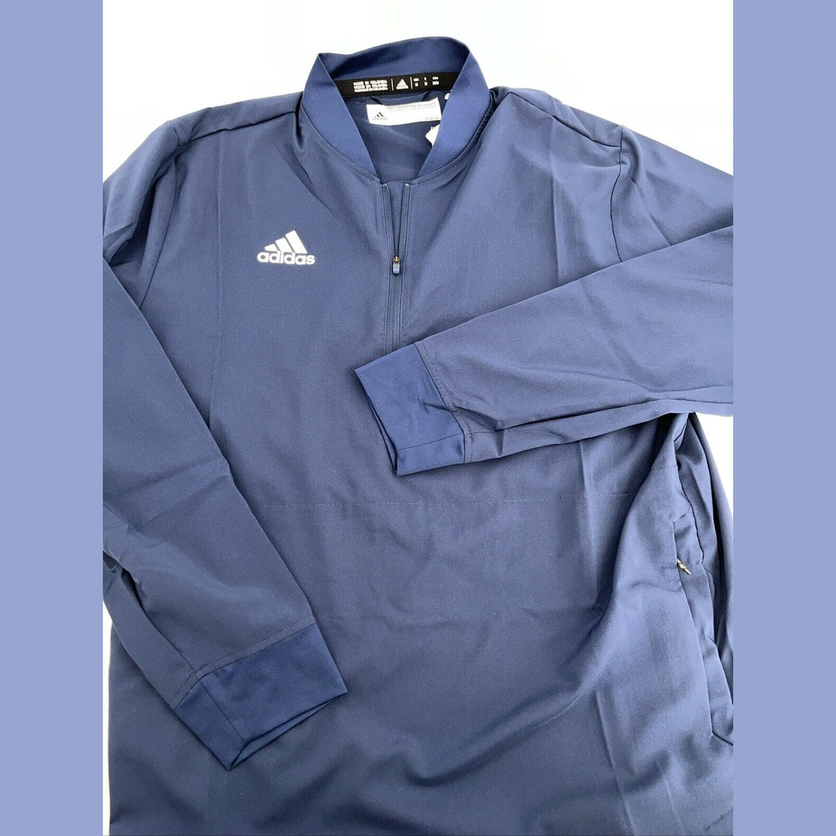 $70 Adidas Men's Lightweight Long Sleeve 1/4 Zip Pullover - Navy Blue-Medium-New