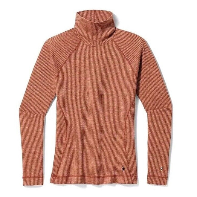 $120 Smartwool Women’s Merino Rib Turtleneck Shirt-Pecan Brown Heather-XSmall