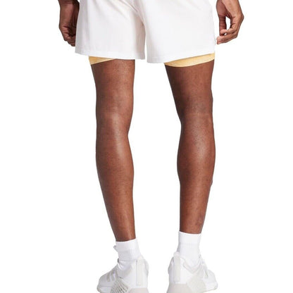 $75 ADIDAS Men's Power Workout 2-in-1 Training Shorts IS3837- White- Medium 7”-