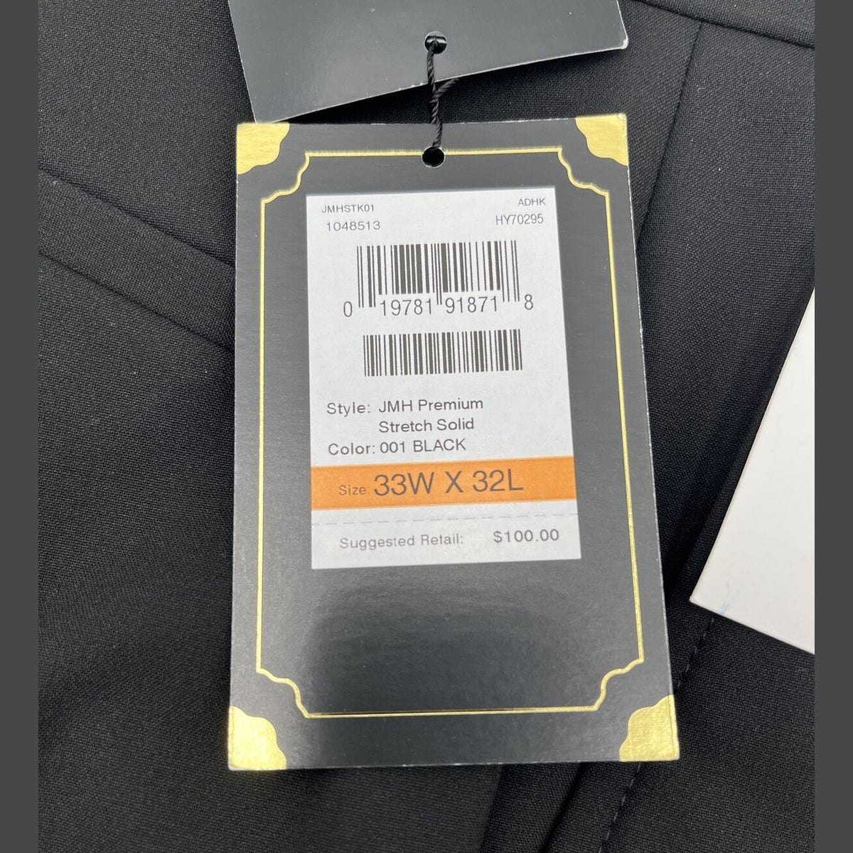 Haggar Men's Joe III Premium Stretch Suit Pants Slim Fit-Black-33W/32L -New $100