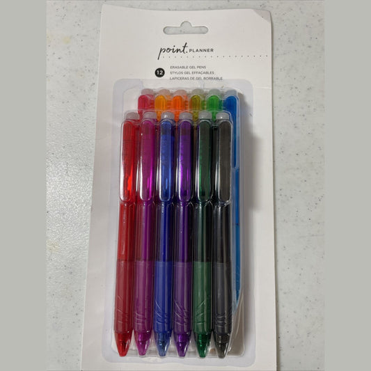 American Crafts Point Planner Erasable Gel Pens, 12 Colored Pens High Quality