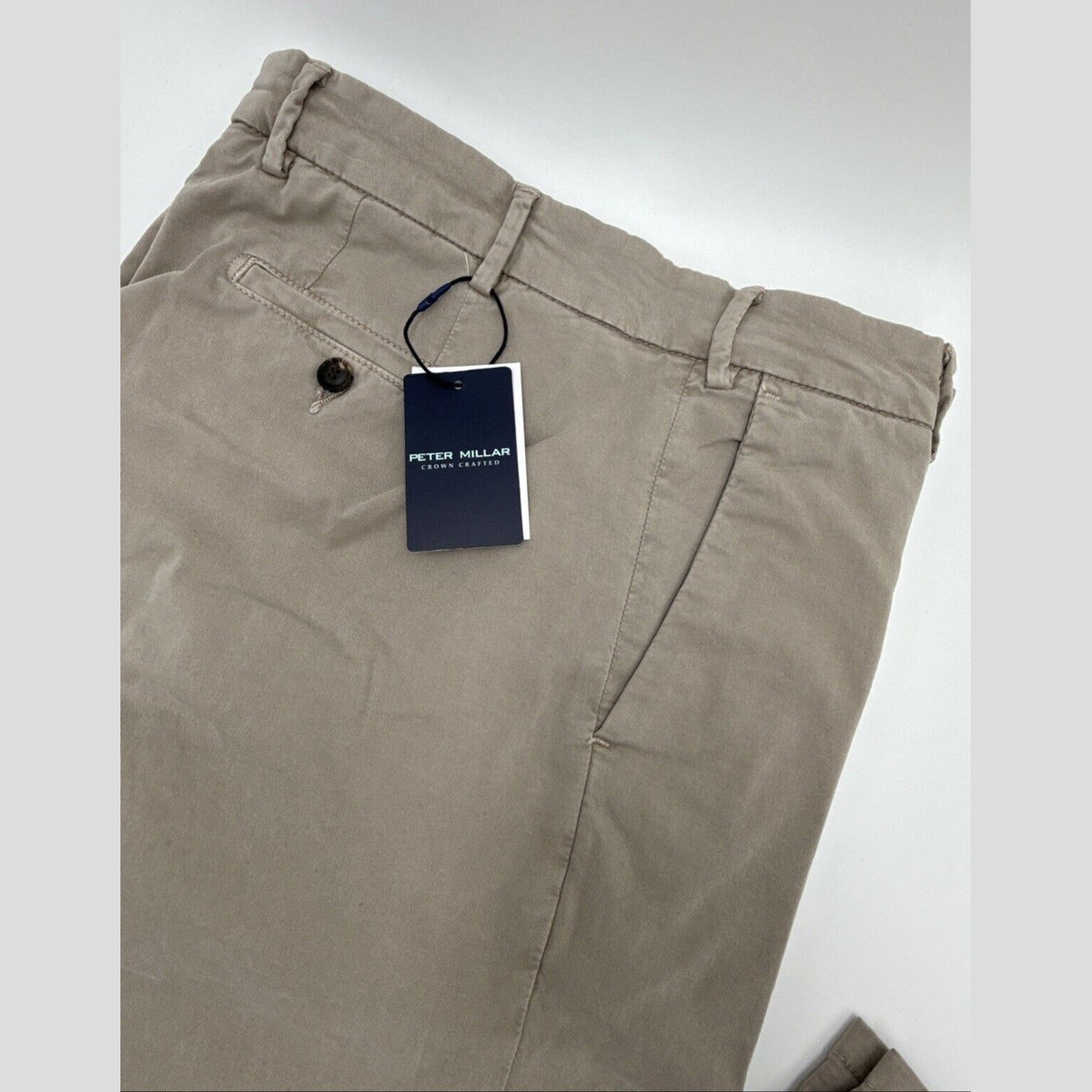 $198 PETER MILLAR Collection Men’s Concorde Garment Dyed Trouser-Khaki-32W 36L