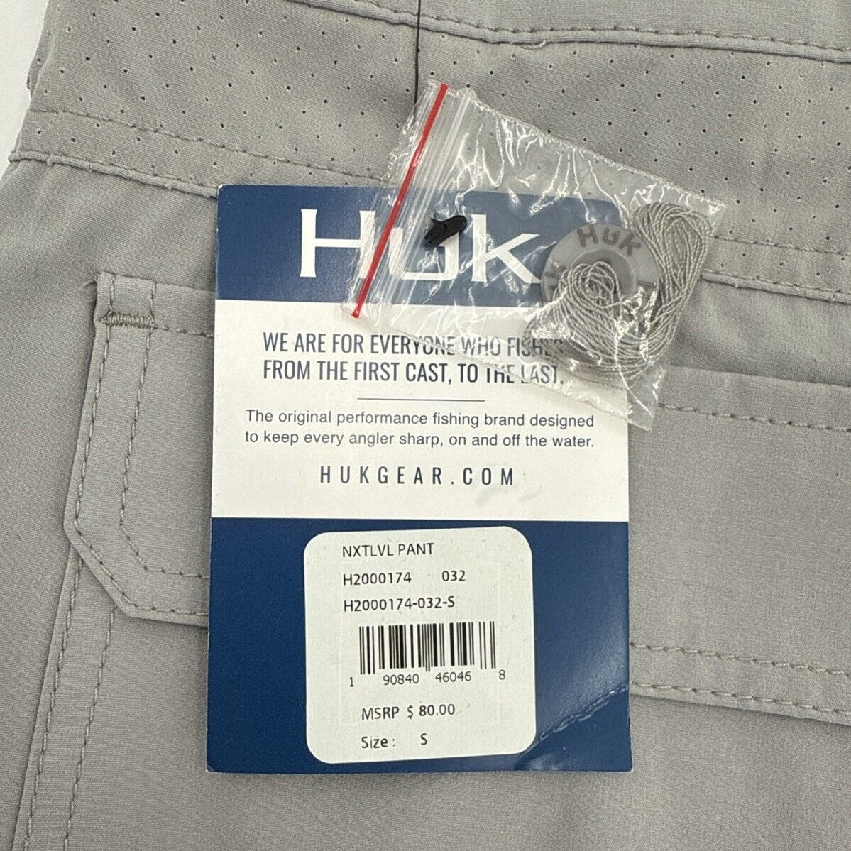 $80 Huk Men’s Next Level Pants Fishing Hiking Stretchy-Overcast Grey-Small-New