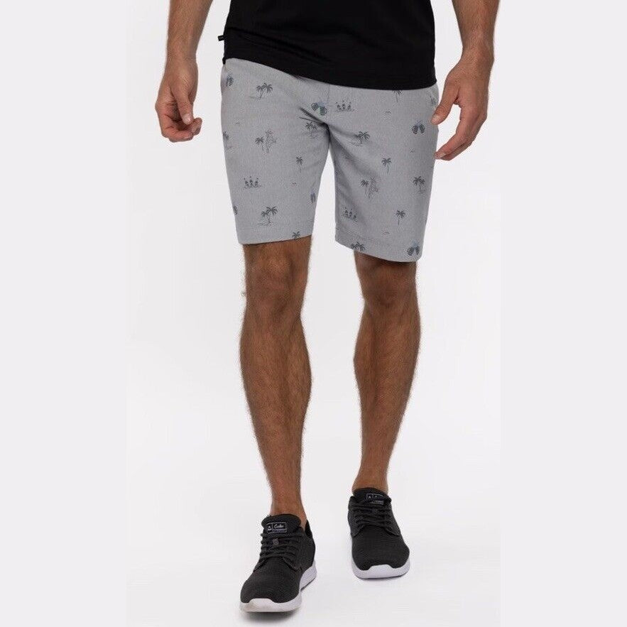 $89 Travis Mathew Men’s Straight Shot 9” Shorts - Heather Sleet- 35W - NWT