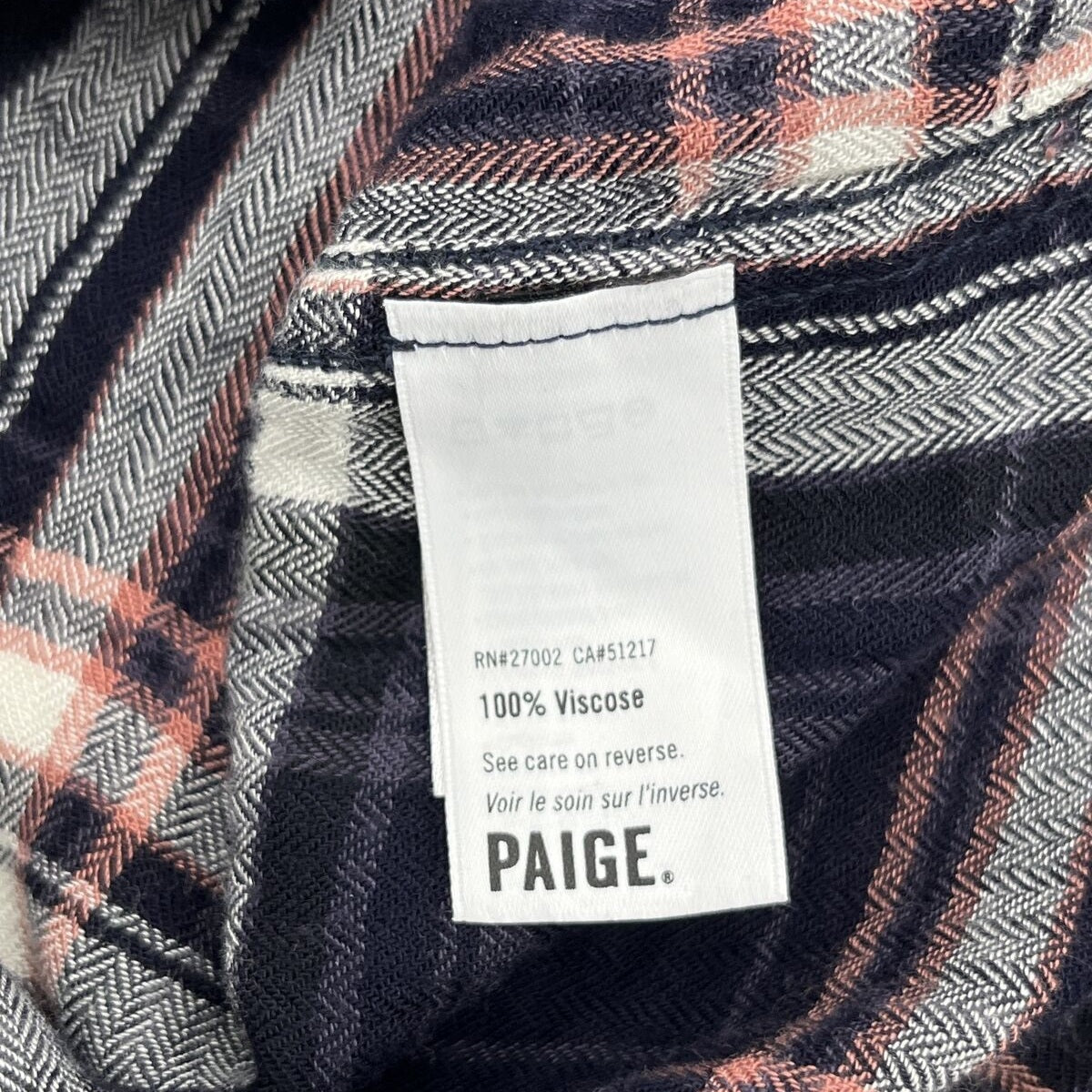 PAIGE Women's Super Soft Plaid Long Sleeve Shirt-Navy Multi-Small-New Tag $190